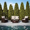 Flash Furniture 4 Piece Brown Patio Set with Beige Back Pillows JJ-S351-BNBG-GG